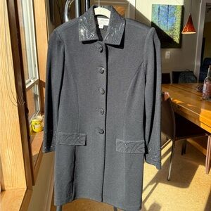 St. John Black Women's Blazer with Embellished Collar and sleeves